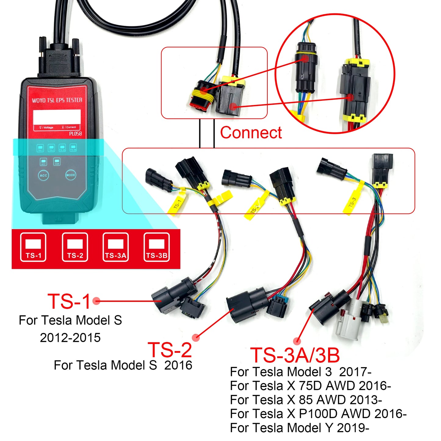 WOYO PL058 EPS Tester 12V on Bench Electrical Steering Wheel for Tesla Model Y/S/3/X Steering Motor Detector Car Diagnostic Tool