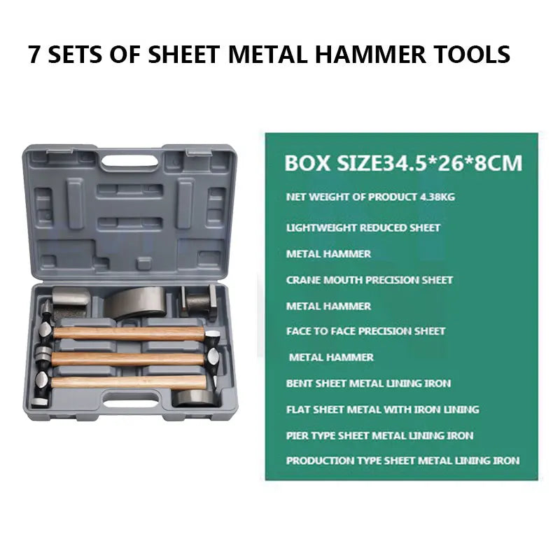 Automotive Sheet Metal Hammer Set Auto Repair Sheet Metal Tools Dent Repair Tool Pad Iron Shaping Flat Head Sheet Metal Tool