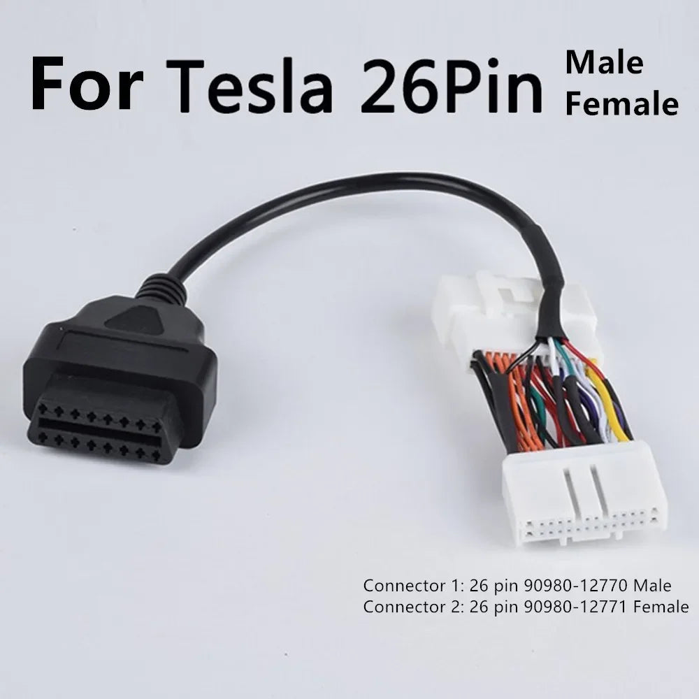 For Tesla 12pin 20pin 26pin to 16pin Male Female OBD2 Cable Connector Model 3 Model Y OBD2 OBDII Diagnostic Tool Auto Adapter