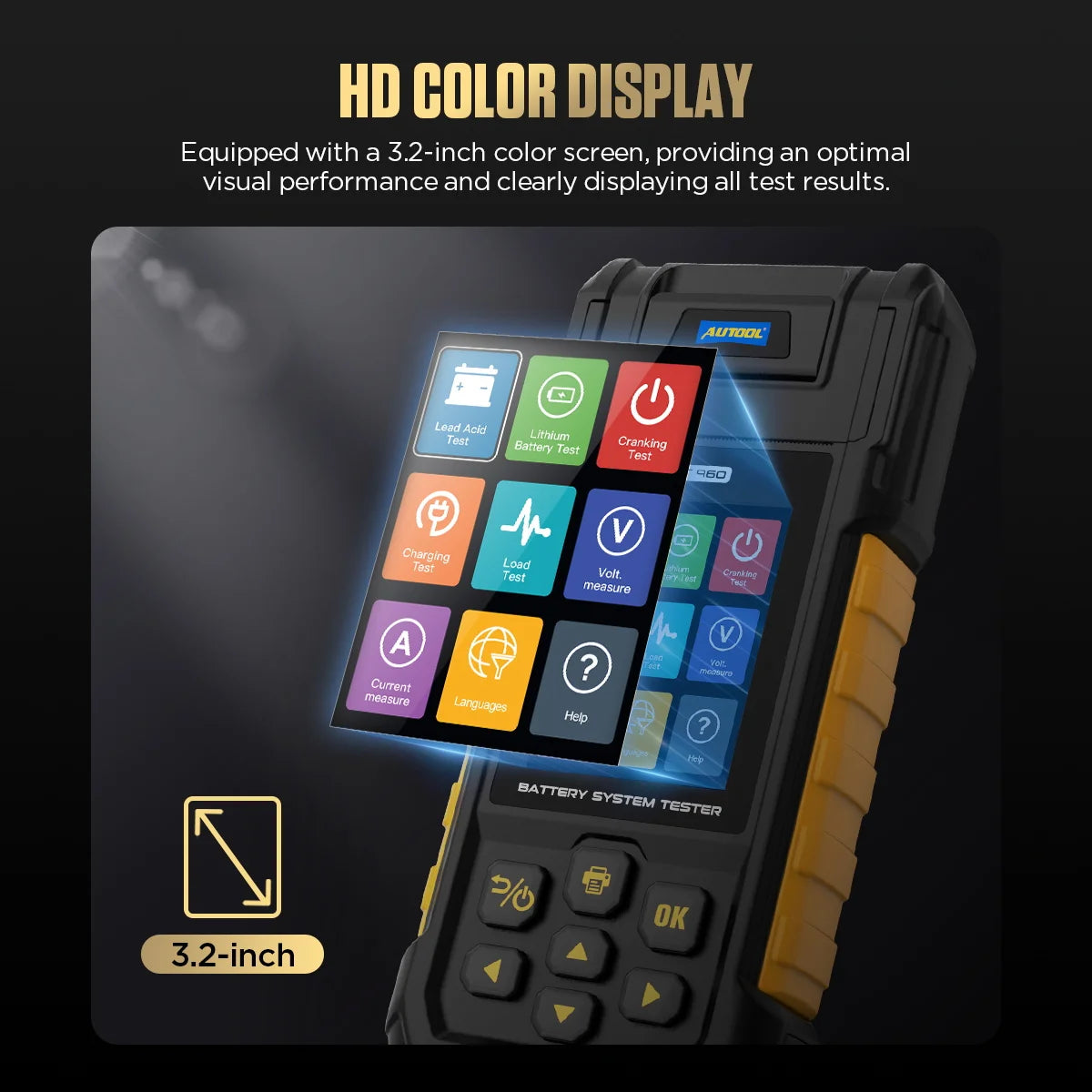 AUTOOL BT960 Car Battery Tester Charge Test V/A Monitor 80V Leakage Current Recording Battery Leakage Monitoring Data Printing