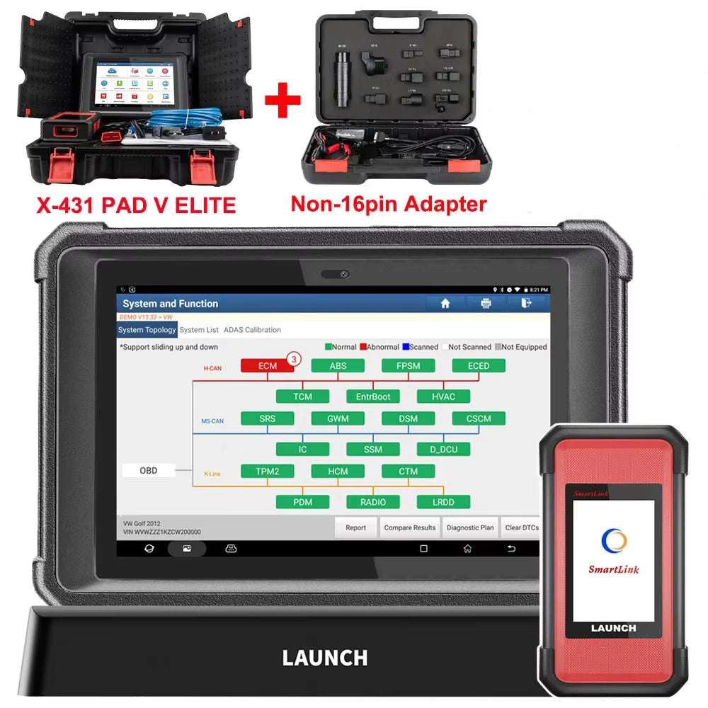 LAUNCH X431 PAD V Elite 10inch CAR Diagnostic tools J2534 Online programming DOIP CAN FD ADAS Smartlink C SCN Coding for Benz