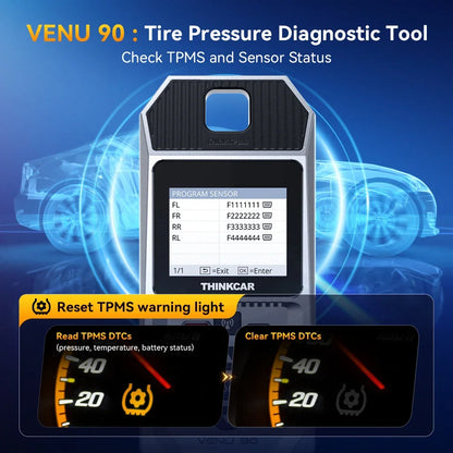 THINKCAR VENU 90 Car Tire Pressure Monitor WIFI Programming Diagnostic Tool Activate All Sensor Work On 315 433MHz DTCs