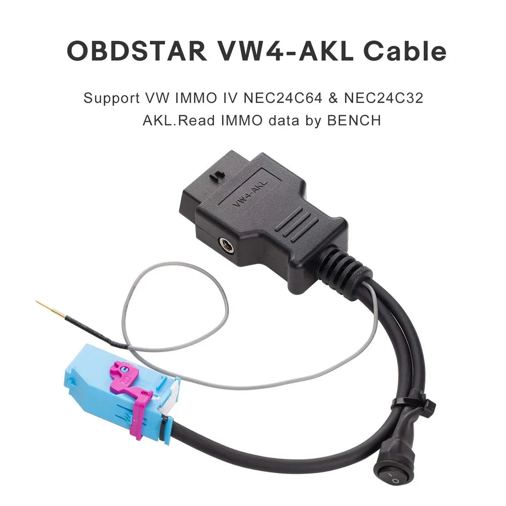 OBDSTAR VW4-AKL Cable Support for VW IMMO IV NEC24C64 & NEC24C32 AKL. Read IMMO Data by BENCH