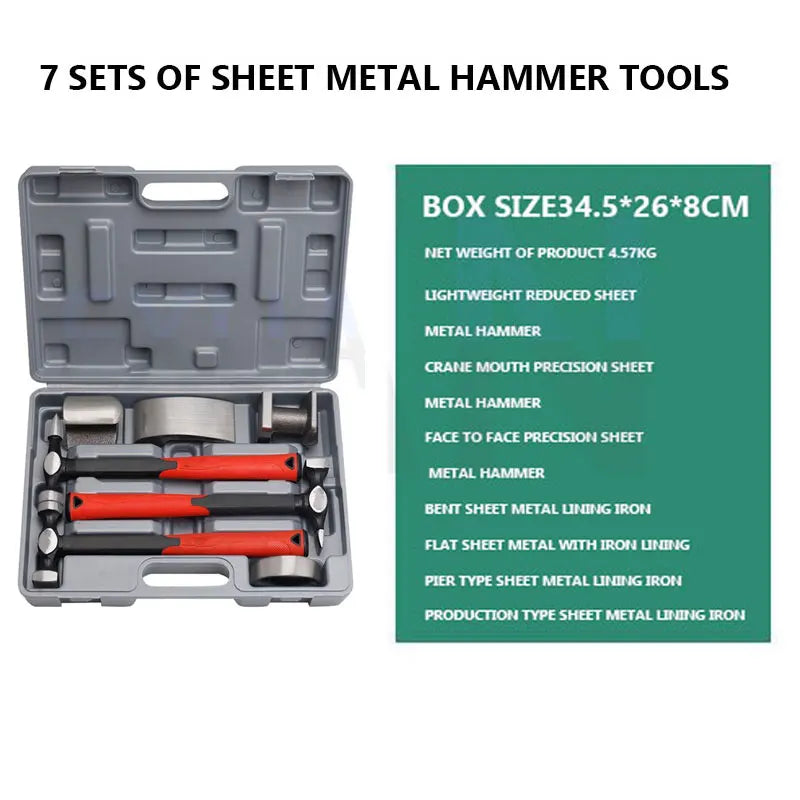Automotive Sheet Metal Hammer Set Auto Repair Sheet Metal Tools Dent Repair Tool Pad Iron Shaping Flat Head Sheet Metal Tool