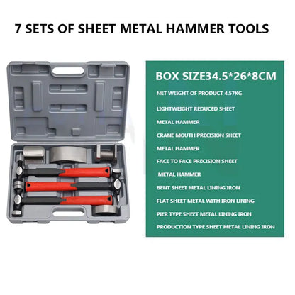 Automotive Sheet Metal Hammer Set Auto Repair Sheet Metal Tools Dent Repair Tool Pad Iron Shaping Flat Head Sheet Metal Tool