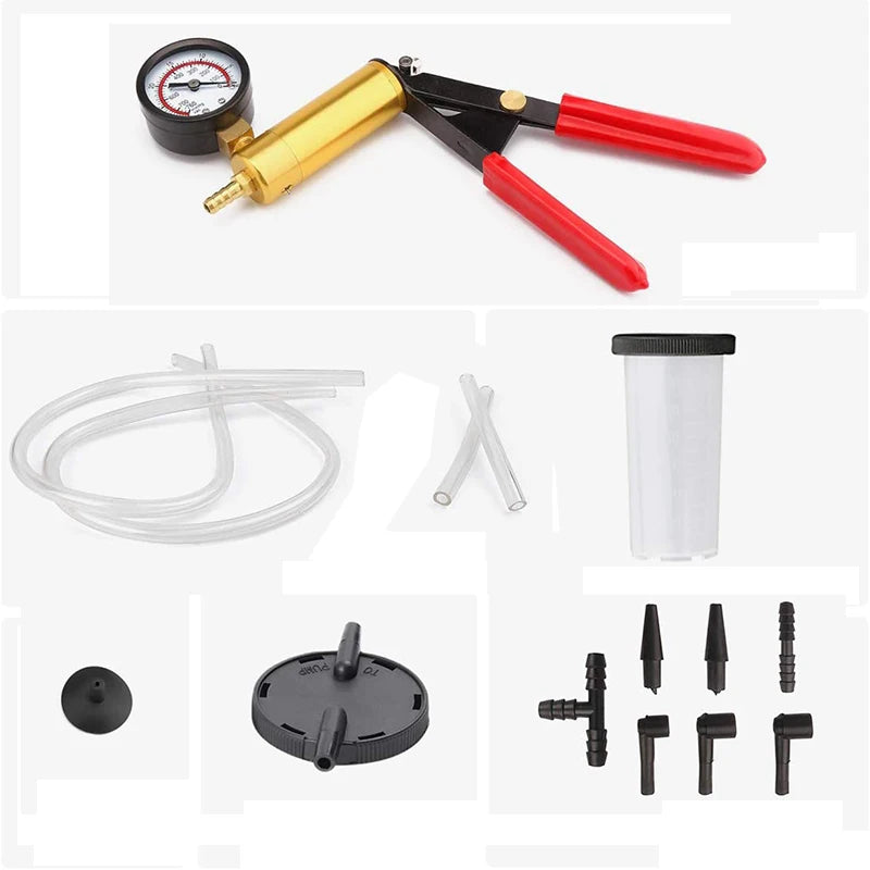 Auto HandHeld Vacuum Pistol Pump Brake Tester Brake Clutch Fluid Power Bleeding Tool Set with Adapters for Auto Car Tester Kit