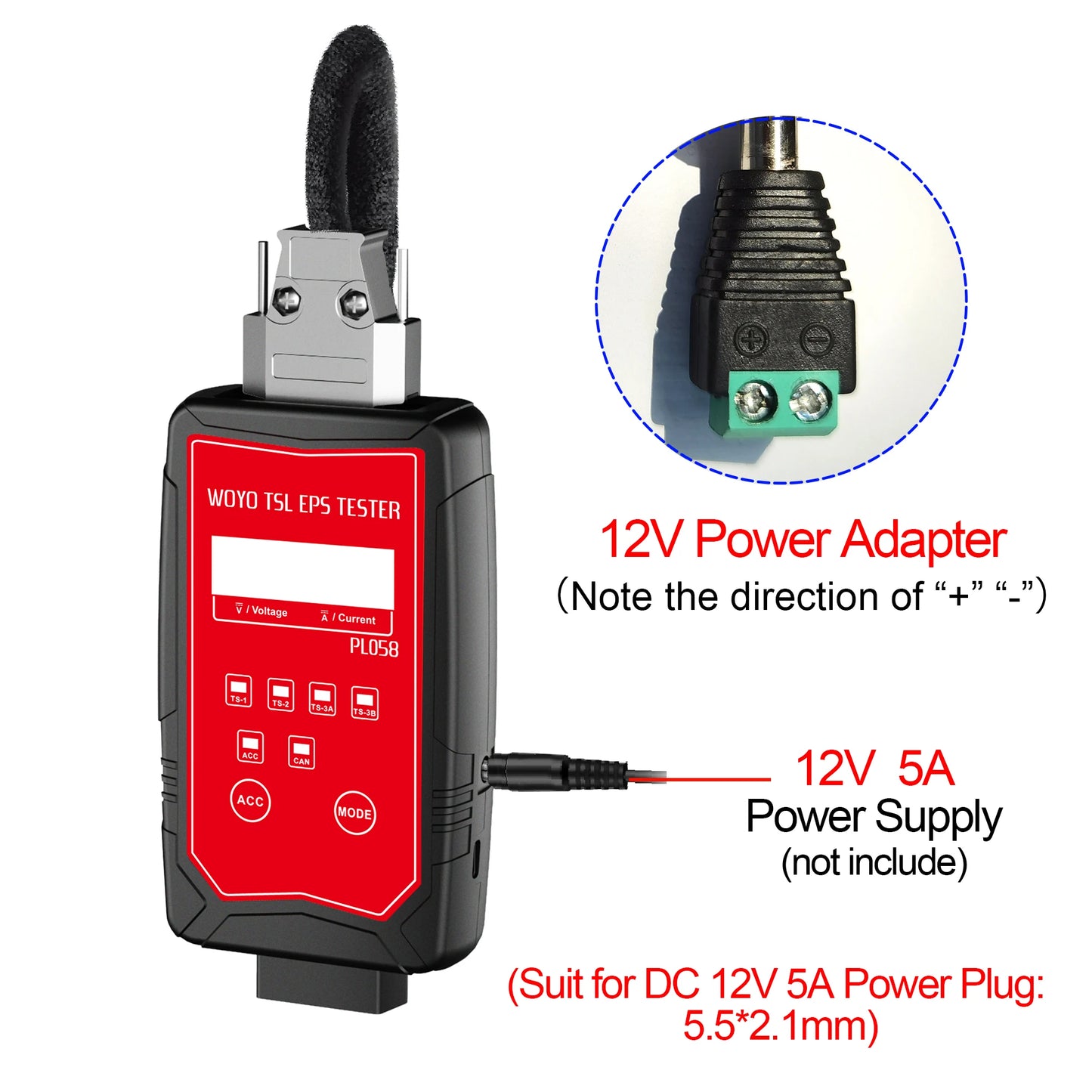 WOYO PL058 EPS Tester 12V on Bench Electrical Steering Wheel for Tesla Model Y/S/3/X Steering Motor Detector Car Diagnostic Tool