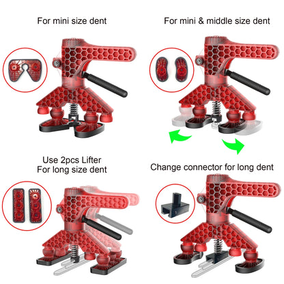 WOYO PDR500 PDR Lifter Kit For Car Dent Repair Tool, With 3 Kinds of Foot Pad & Long Tabs Adapter, Adjust the Width by Foot Pad