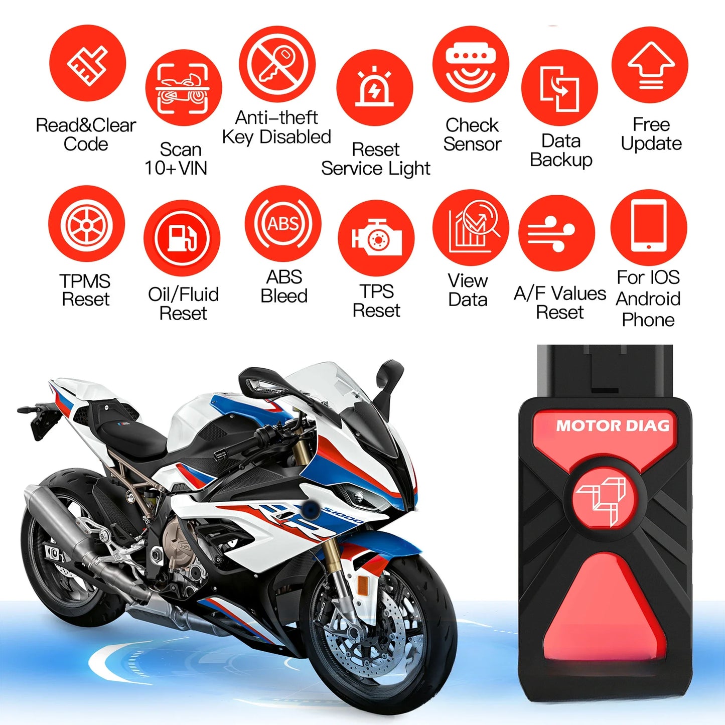 WOYO CTB008PRO  for BMW Motorcycle OBD Wireless Diagnostic Instrument for IOS for Android Universal Clearing of read faults