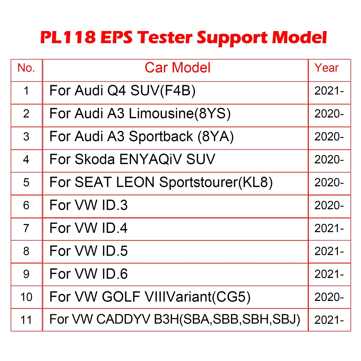 WOYO PL118 For VW & Audi EPS Tester, For Volkswagen ID 3/4/5/6/Golf Electrical Steering Wheel Motor Detector
