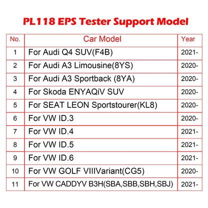 WOYO PL118 For VW & Audi EPS Tester, For Volkswagen ID 3/4/5/6/Golf Electrical Steering Wheel Motor Detector