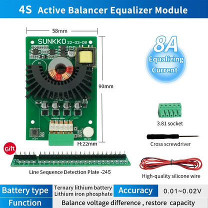 SUNKKO Active Equalizer Battery Equalizer 4 string battery packs 8A Active Balancer