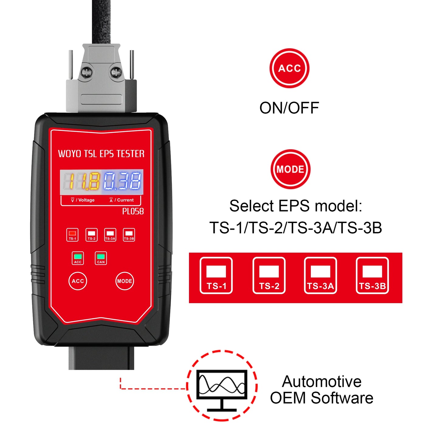 WOYO PL058 EPS Tester 12V on Bench Electrical Steering Wheel for Tesla Model Y/S/3/X Steering Motor Detector Car Diagnostic Tool