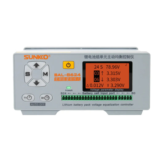 SUNKKO BAL 8624 Lithium Battery Pack 24 series Active Balancing Repair Instrument 8A Recovery Voltage Difference HD LCD Display