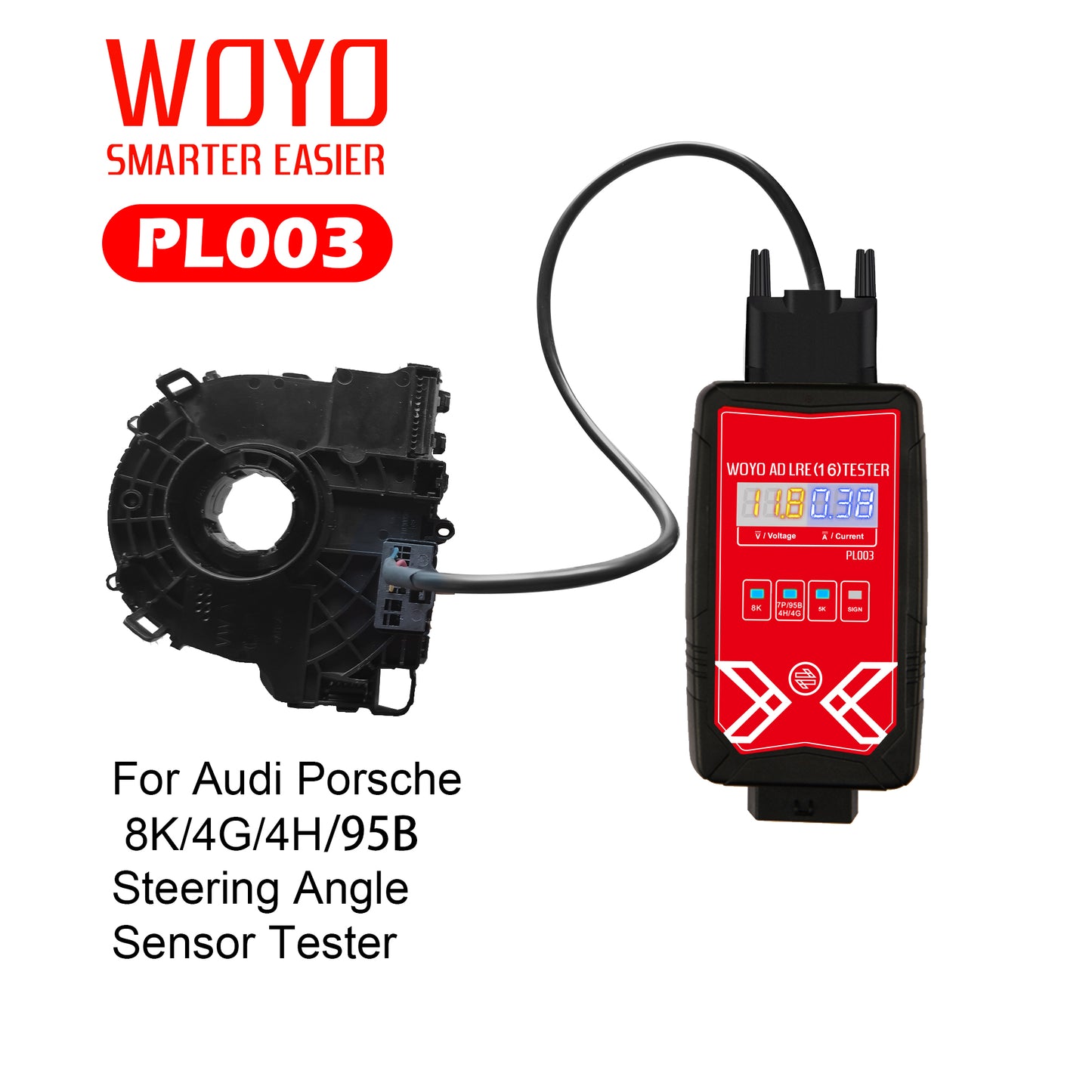 WOYO PL003 For AUDI LRE 16 4G/8K/4H Steering Angle Sensor Tester, Coil Spring With Electronics Detector on Bench Auto Diagnostic