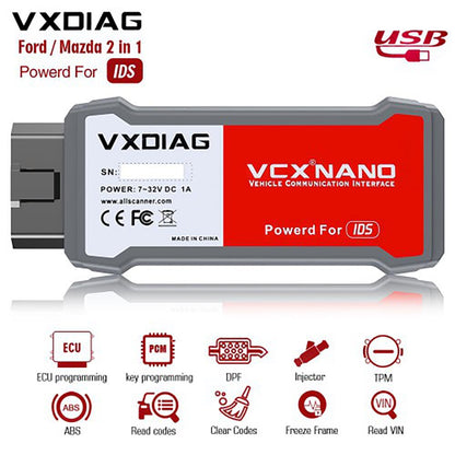 VXDIAG VCX NANO For Ford OBD2 2 in 1 with IDS V129.07 Diagnostic Tool automotivo scanner  For Mazda OBD2 scanner