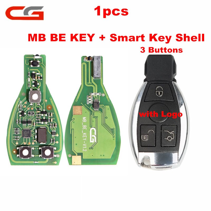 Original CG CGDI MB BE KEY V1.2  Benz Till FBS3 315MHZ/433MHZ Get 1 Free Token CGDI MB With Smart Key Shell 3/4 Button Logo