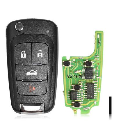 5pcs/lot Xhorse XNBU01EN Wireless Remote Key  Buick Flip 4 Buttons with transpponder chip  VVDI Mini Key Tool