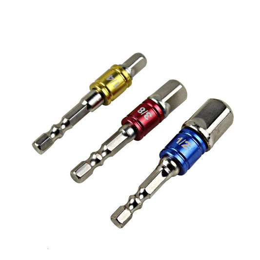 3pcs/set Chrome Vanadium Steel Socket Adapter Hex Shank 1/4" 3/8" 1/2" Extension Drill Bits Driver Electrical Drilling Head