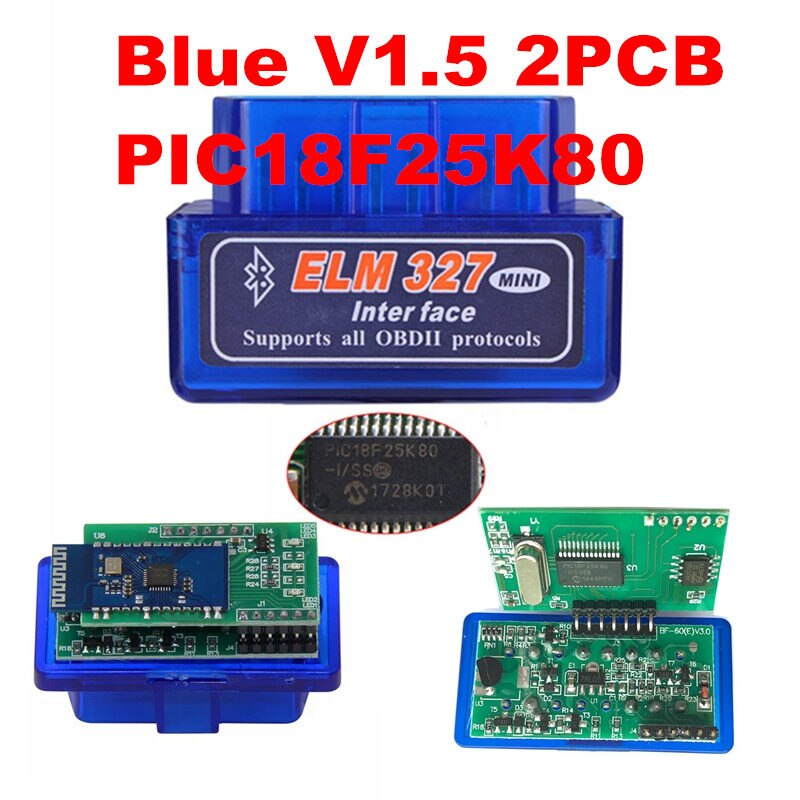 Dual Double 2PCB PIC18F25K80 Firmware 1.5 ELM327 V1.5 OBD2 BT Diagnostic Interface ELM 327 V1.5 Hardware Support More Car