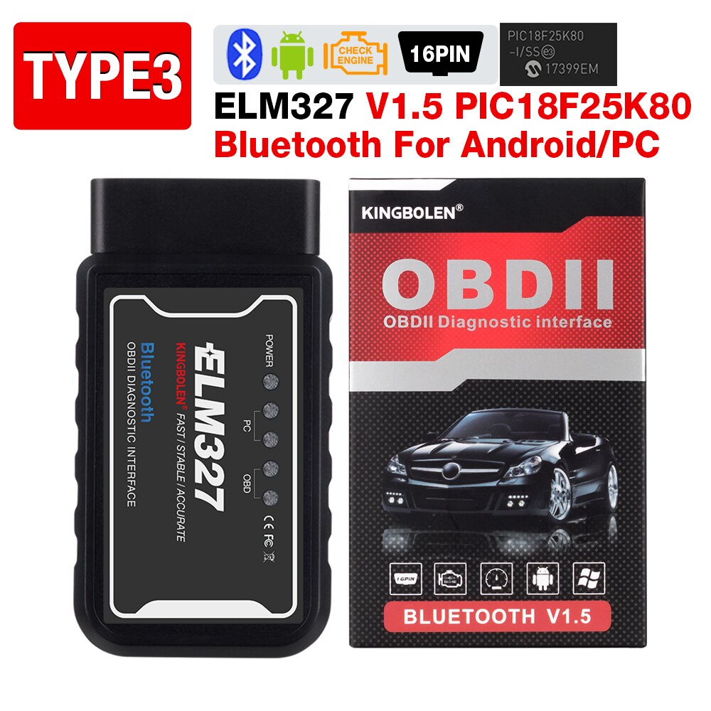 ELM327 V1.5 OBD2 Scanner WiFi BT PIC18F25K80 Chip OBDII Diagnostic Tools for IPhone Android PC ELM 327 Auto Code Reader