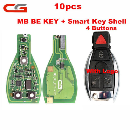 Original CG CGDI MB BE KEY V1.2  Benz Till FBS3 315MHZ/433MHZ Get 1 Free Token CGDI MB With Smart Key Shell 3/4 Button Logo