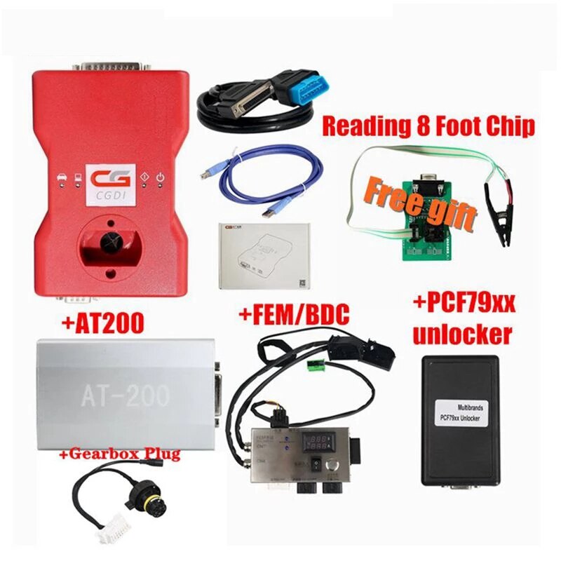 CGDI Prog  BMW Auto Key Programmer+OBDOK Multibrands PCF79XX+FEM/BDC TEST PLATM+Gearbox Plug  BMW+8 Foot Chip