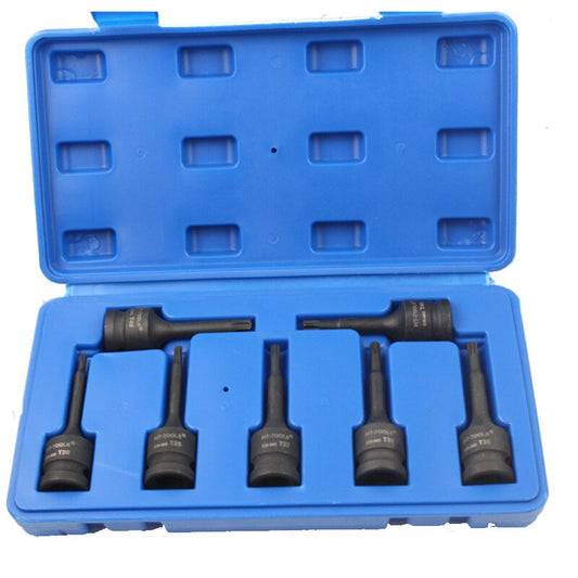 7pcs 1/2 Impact Torx TRX-Star Socket Bit Set T20 T25 T27 T30 T40 T45 T35 T45