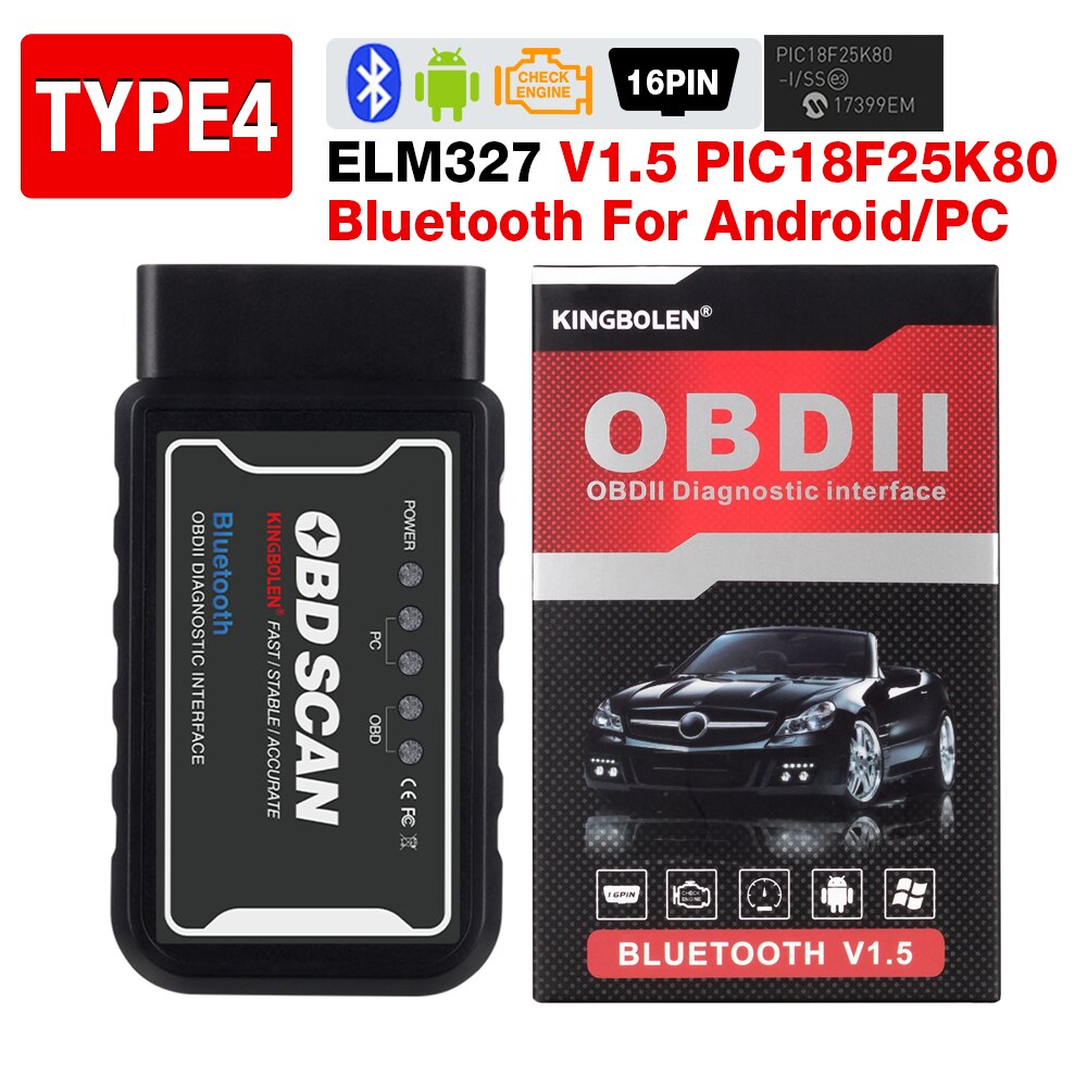 ELM327 V1.5 OBD2 Scanner WiFi BT PIC18F25K80 Chip OBDII Diagnostic Tools for IPhone Android PC ELM 327 Auto Code Reader