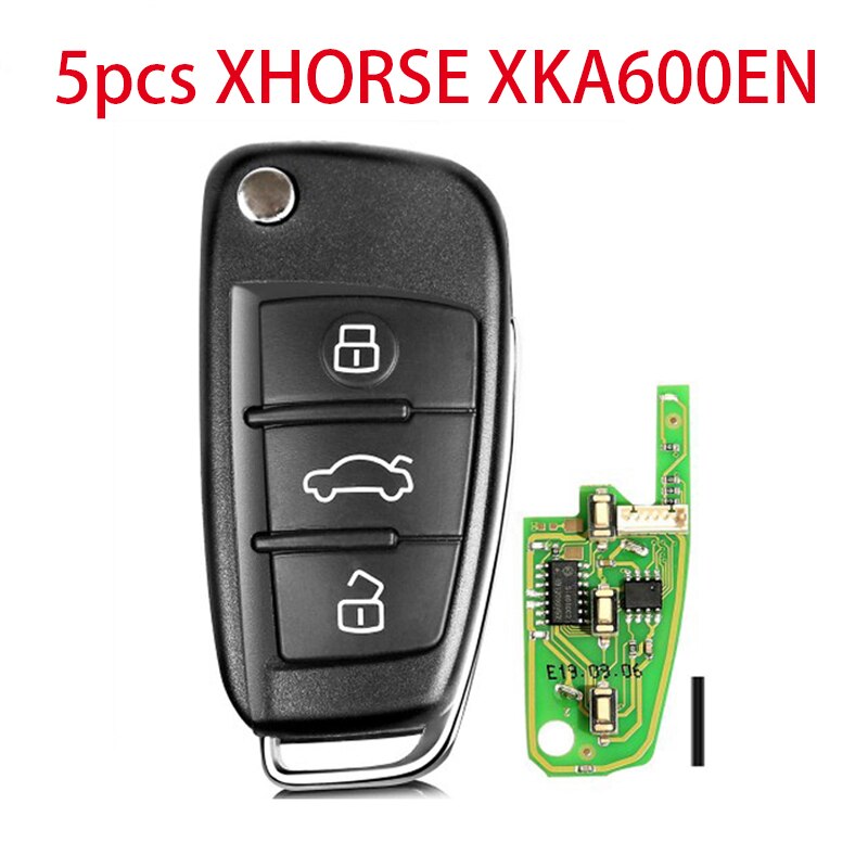 5pcs/lot Xhorse XKA600EN Universal Remote Key 3 Buttons X003  Audi A6L Q7 Type  VVDI Key Tool Wire Remote Key