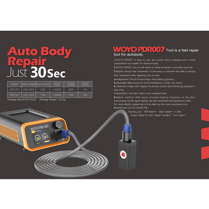 WOYO PDR007 Profession Car Dent Repair Tool Auto Body Paintless Dent Puller Sheet Metal Repair BOX Induction Heater Kit