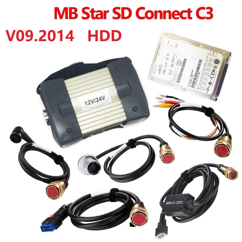 new MB STAR C3 Car Diagnostic Tool 03/2022 Software free install HDD C3 SD scanner and RS232 RS485 cable  MB cars trucks Diagnostic