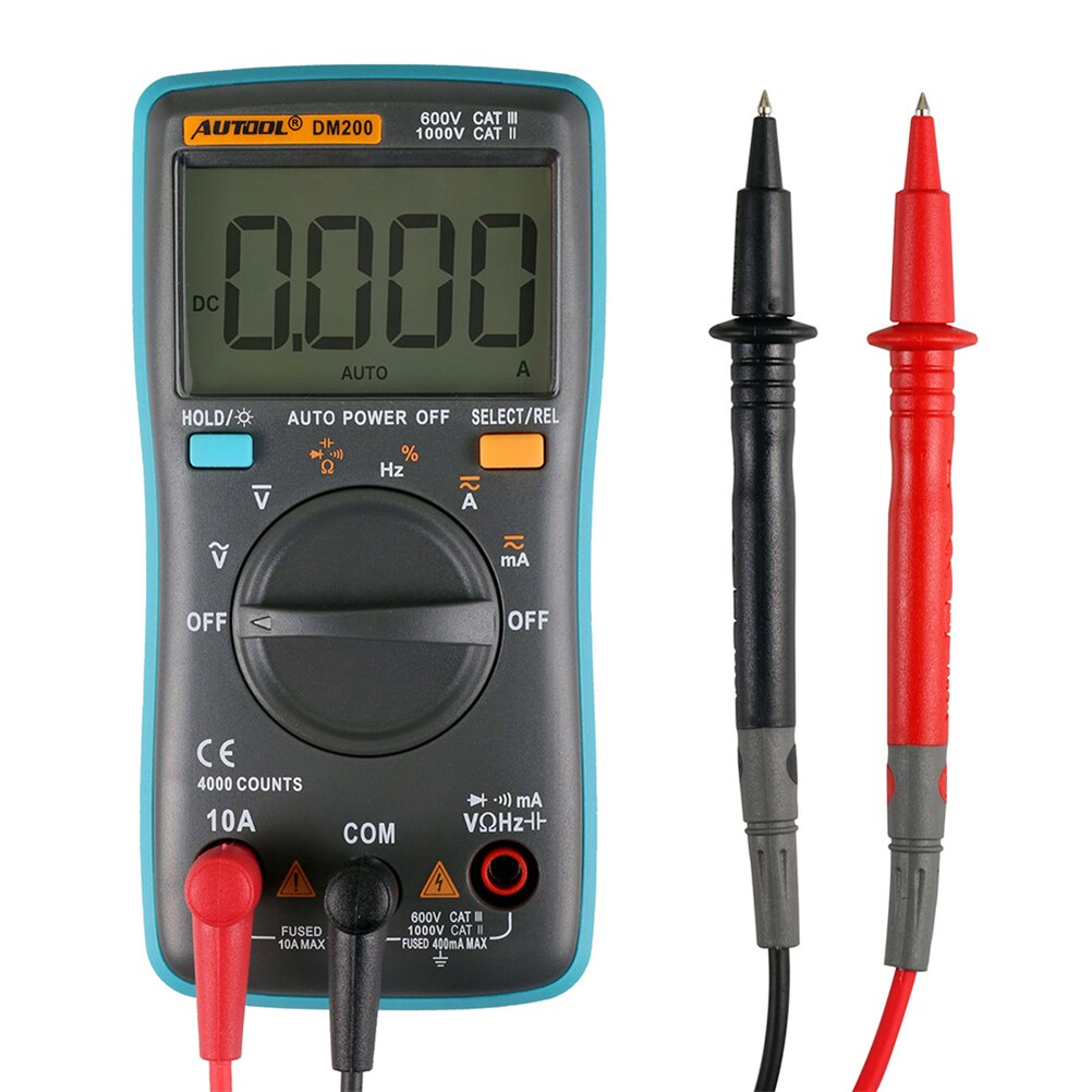Autool DM200 Multimeter AC DC Ammeter Voltmeter Ohm Frequency Diode Temperature Backlight Handheld Meter Digital Tester