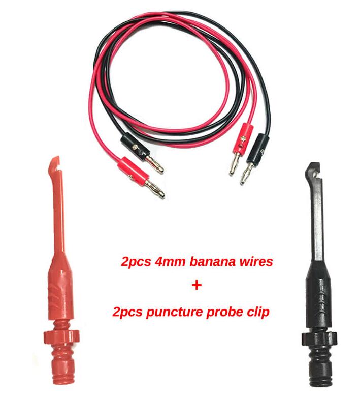 2pcs Piercing Test Clip with 4mm Banana seat Heavy-Duty Insulation Piercing Probe Automotive test Clip with back probe
