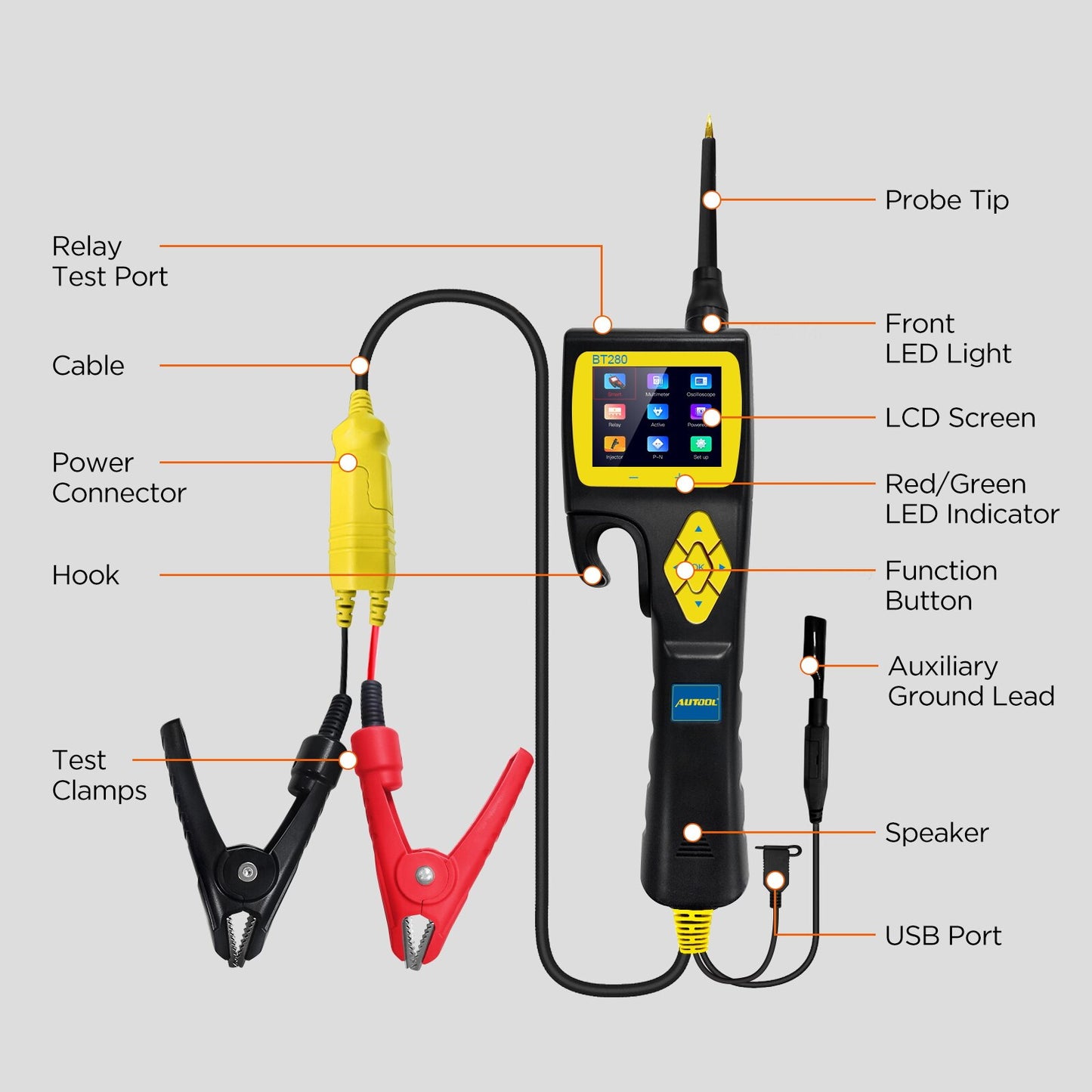 AUTOOL BT280 Car Electrical Circuit Tester Power Probe Electric System Tester