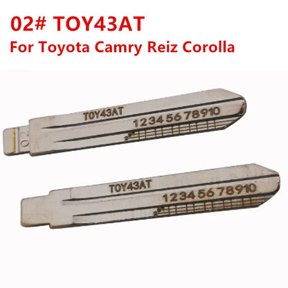 10pcs #02 engraved line TOY43AT Metal Uncut Blank keydiy xhorse Remote Key Blade  Toyota Corolla Crown Camry Corolla Vios