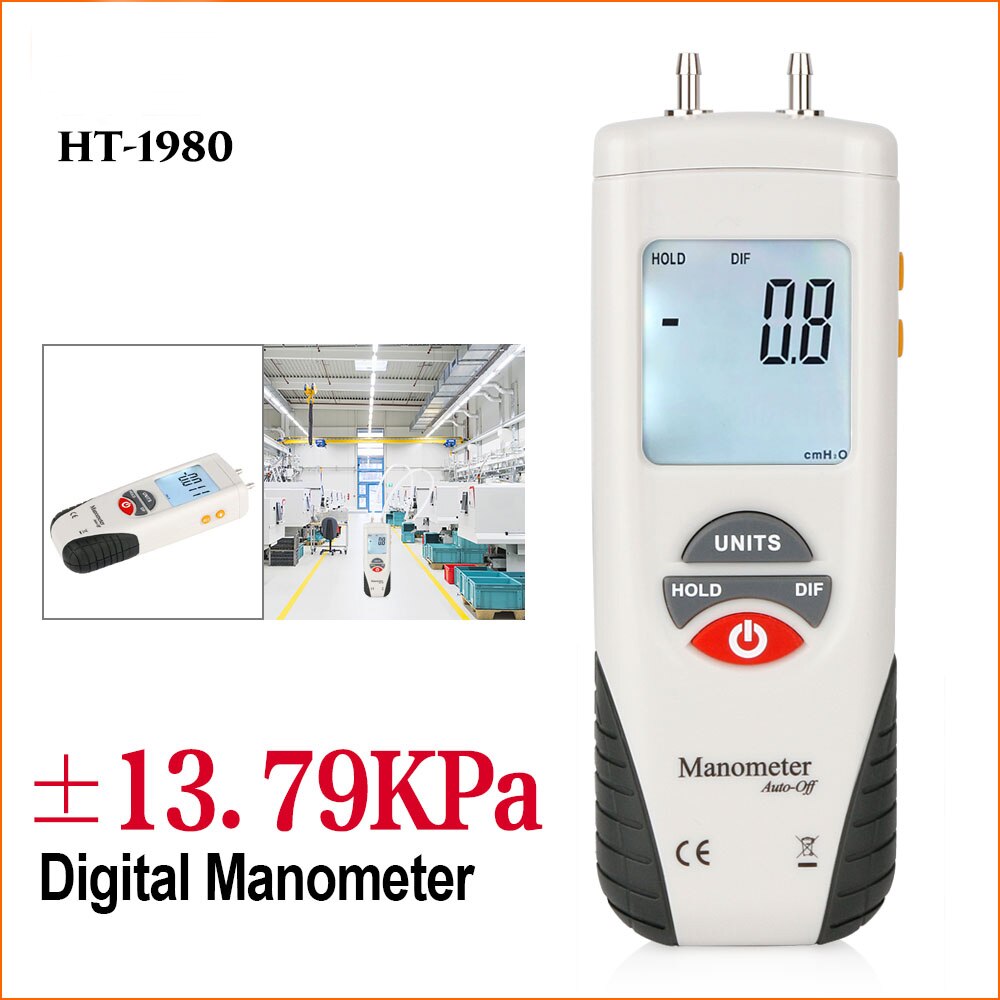HT-1891 Digital Vacuum Pressure Gauge Meter Differential Gas Pressure Pressure Gauge 80mm