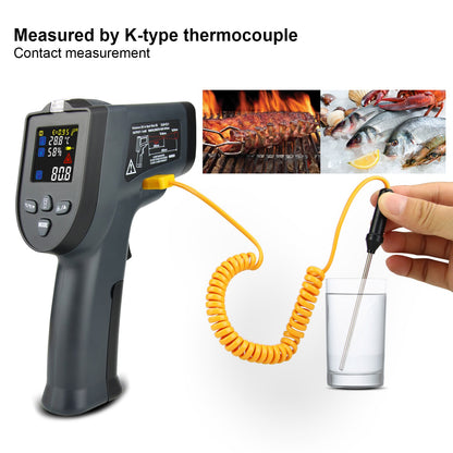 Digital Infrared Thermometer Single/Double Laser Non-Contact Thermometro Gun Industrial high temperature meter LCD color display