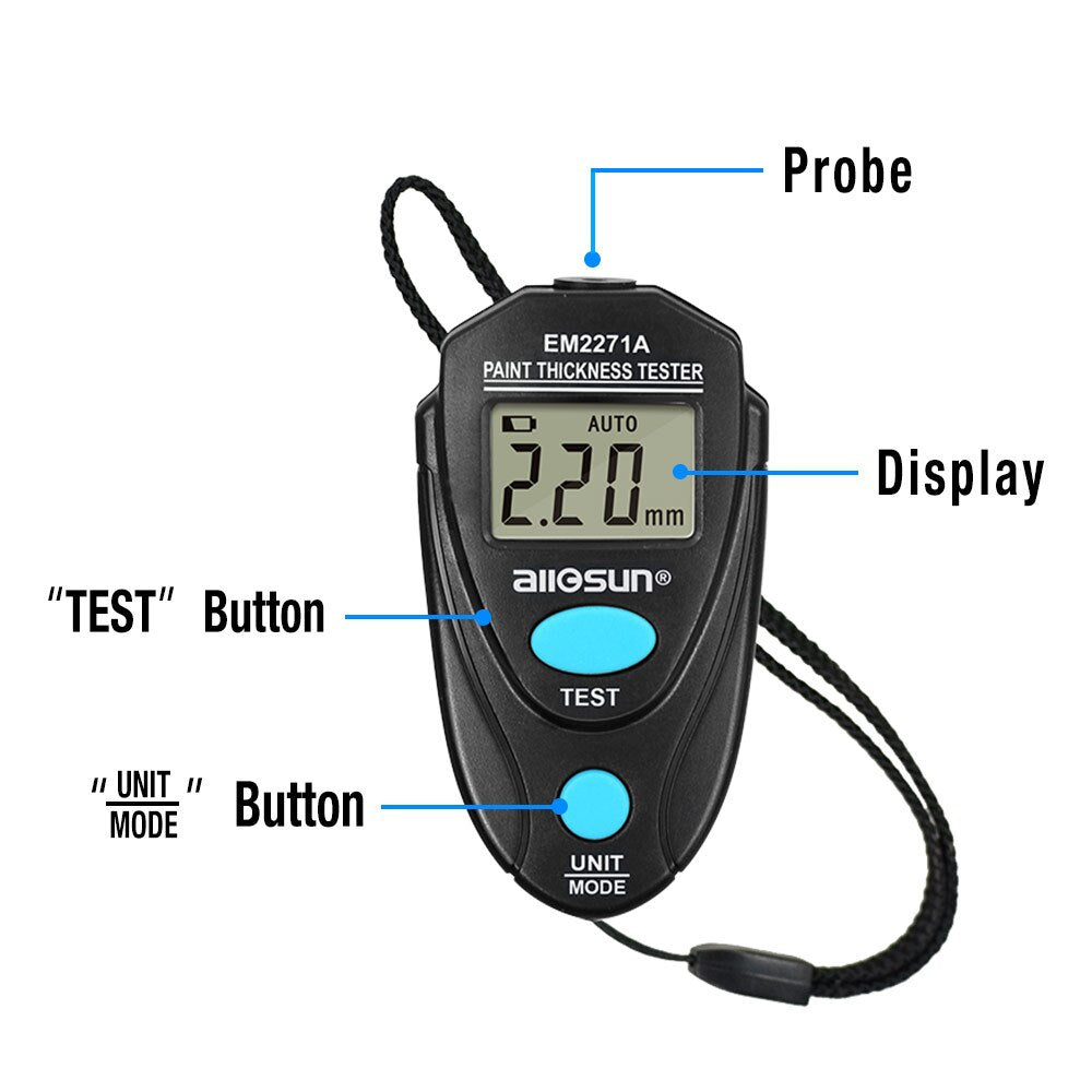 100% Original All-sun EM2271A Handheld Painting Thickness Gauge Automotive Coating Thick Tester Portable Tool Better Than em2271