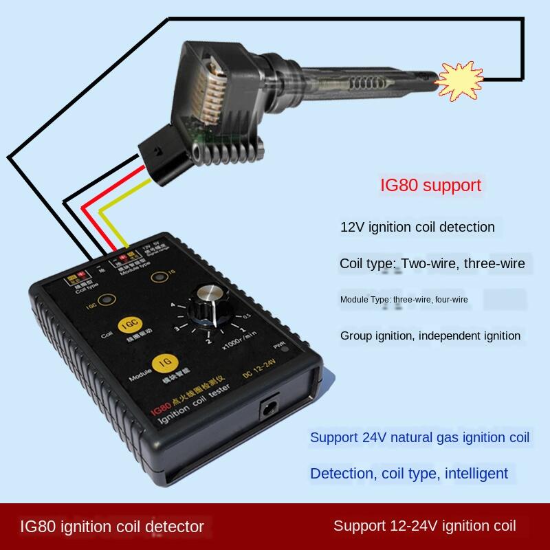 Automobile Ignition Coil Tester Car Gas Oil Petrol Vehicle Natural Gas 24V Gasoline 12V Coil Ignition Testing Tool IG80