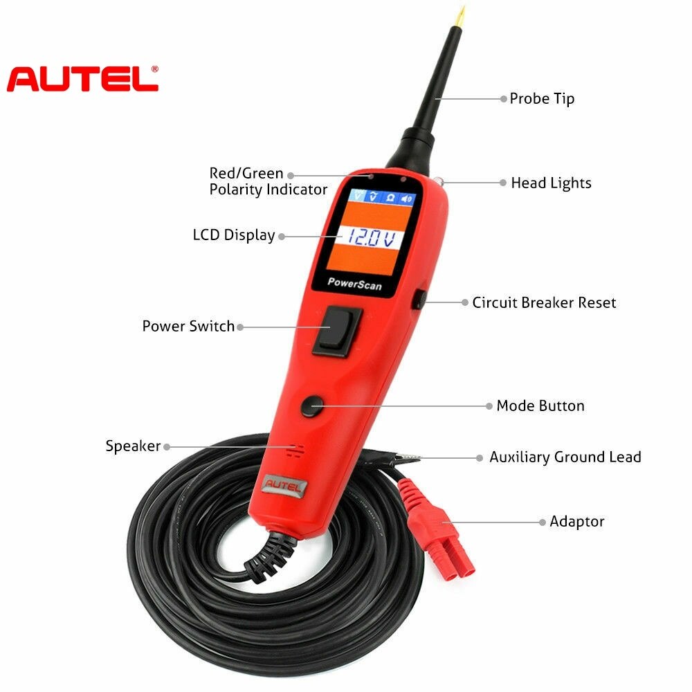 Autel PowerScan PS100 Auto Electrical Circuit AVOmeter Tester Automotive System Diagnostic Tool Circuit Probe Kit 12V/24V