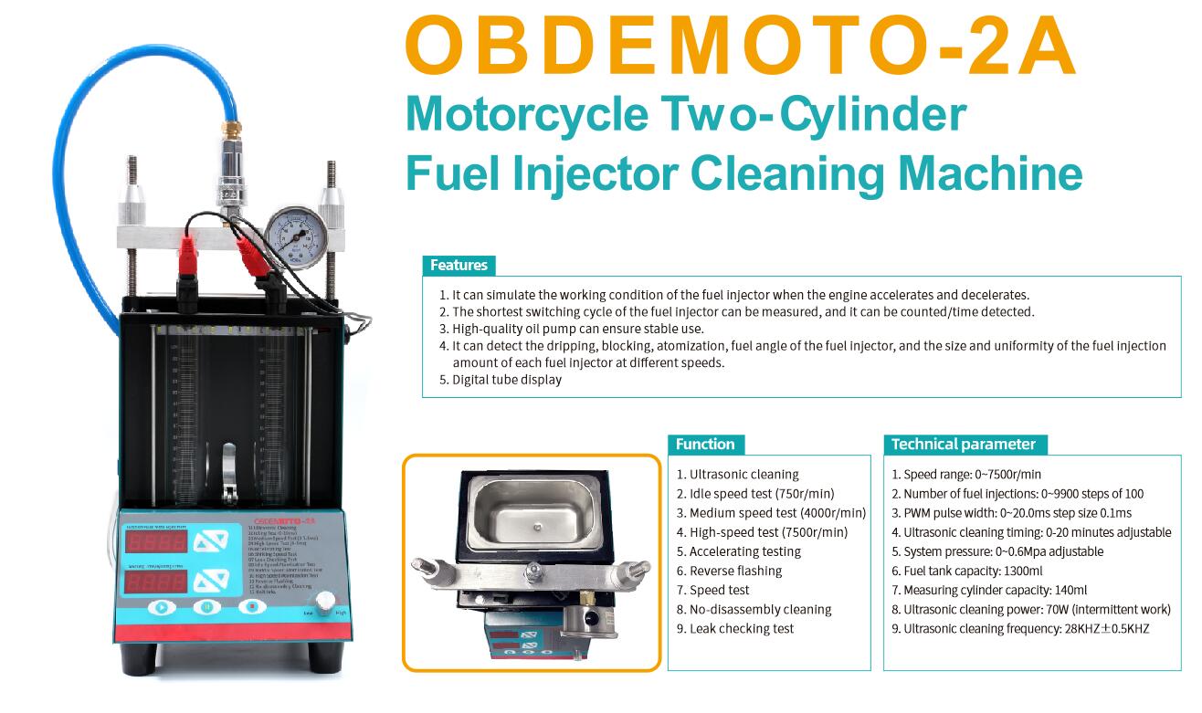 Professinal Motorcycle Two Cylinder Fuel Injector Cleaning Machine OBDEMOTO-2A