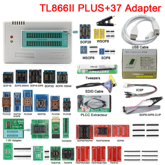 With 37 adapter Original New TL866II PLUS TL866 Updated MiniPro Universal High Speed USB Programmer High Performance